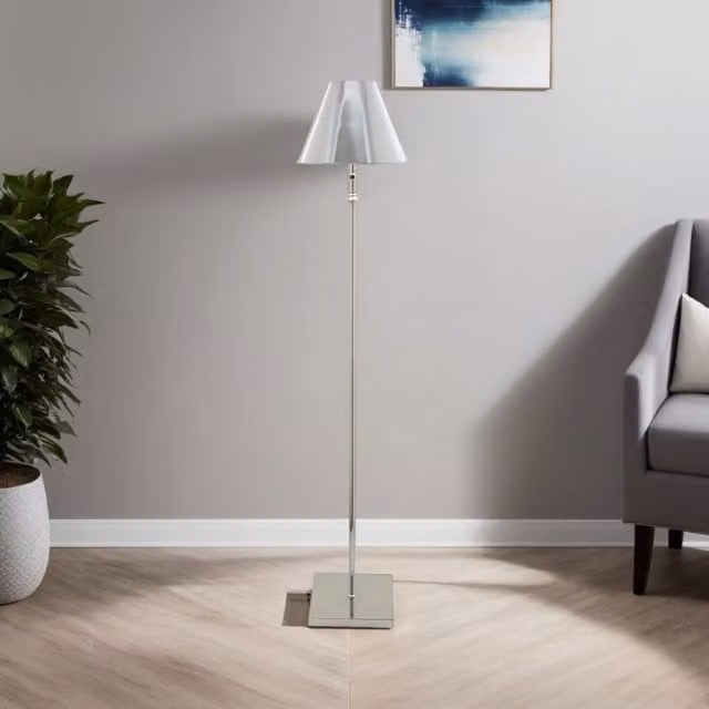 Pagazzi Lustre Dimmable LED Rechargeable Floor Lamp in Polished Chrome Silver