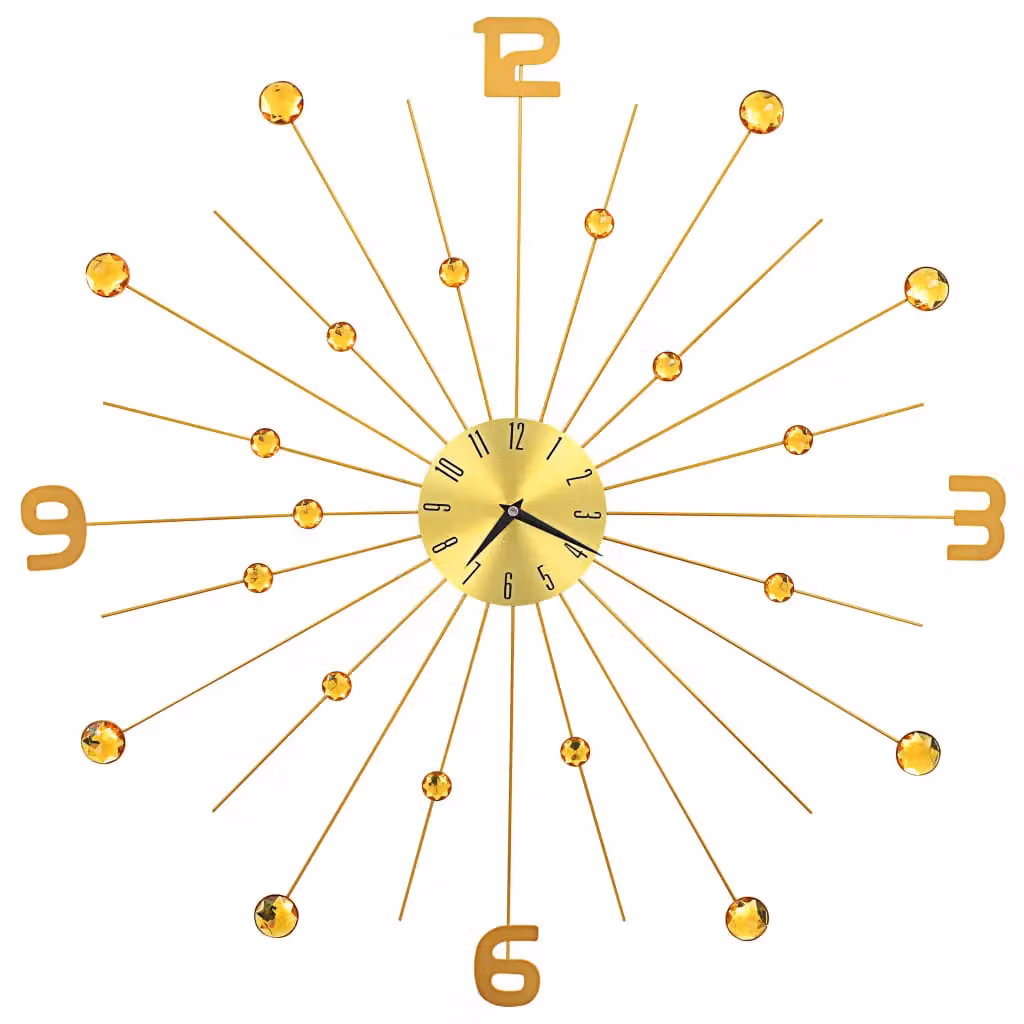Berkfield Home Round Metal Quartz Wall Clock in Gold, Diameter: 70 cm – 2