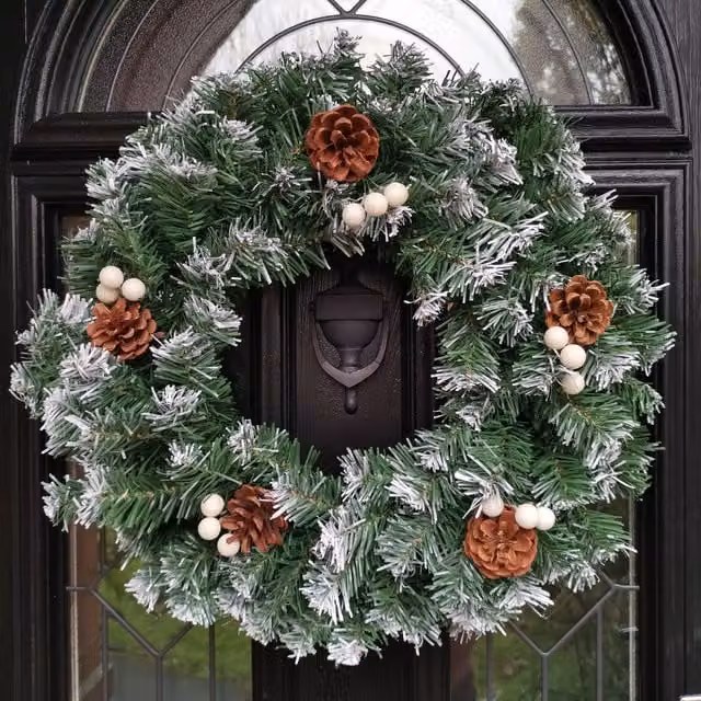 Premier Berry Snow Pine Christmas Wreath, Green, Diameter: 40 cm