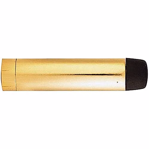 Loops Wall Mounted Rubber Tipped Cylinder Doorstop in Polished Brass, H 71 mm x W 16 mm – 1