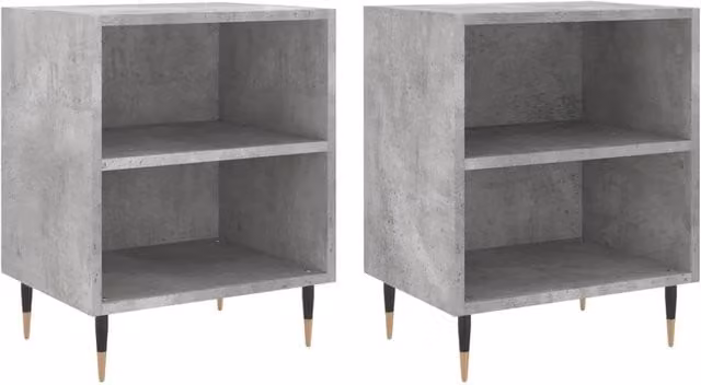 Berkfield Home Set of 2 Modern Bedside Cabinets in Concrete Grey, W/D/H: 40 x 30 x 50 cm