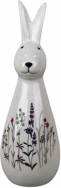 Four Candle Tall Meadow Rabbit Ceramic Decoration, White