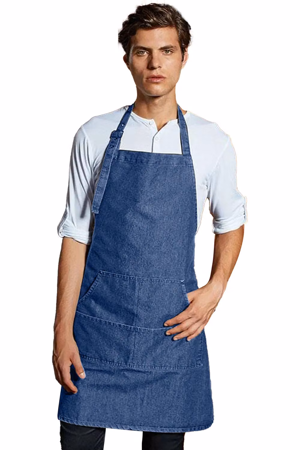 Premier Women's Colours Bip Apron with Pocket in Indigo Blue – 2