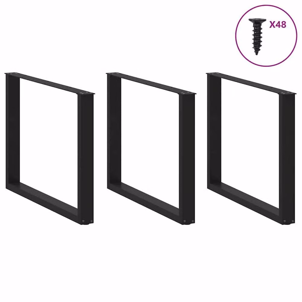 Berkfield Home U-Shaped Steel Coffee Table Legs, 2 Pieces, Black, W: 100 cm, H: 72.5 cm – 2