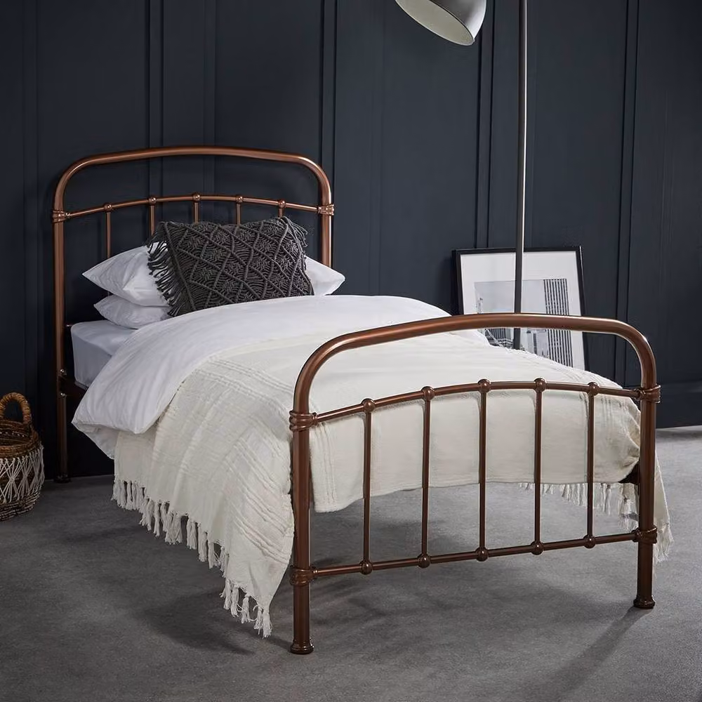 Lemon Pavilion Furniture Halston Single Metal Bed Frame, Brown and Orange, L200 x W101 x H113 cm – 3