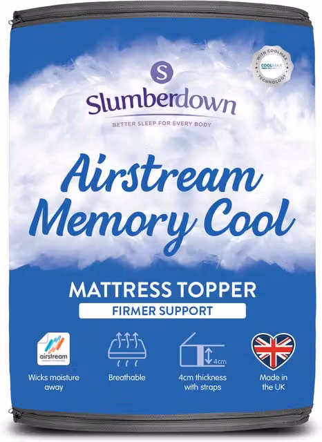 Slumberdown Airstream Memory Cool Mattress Topper, White, Single