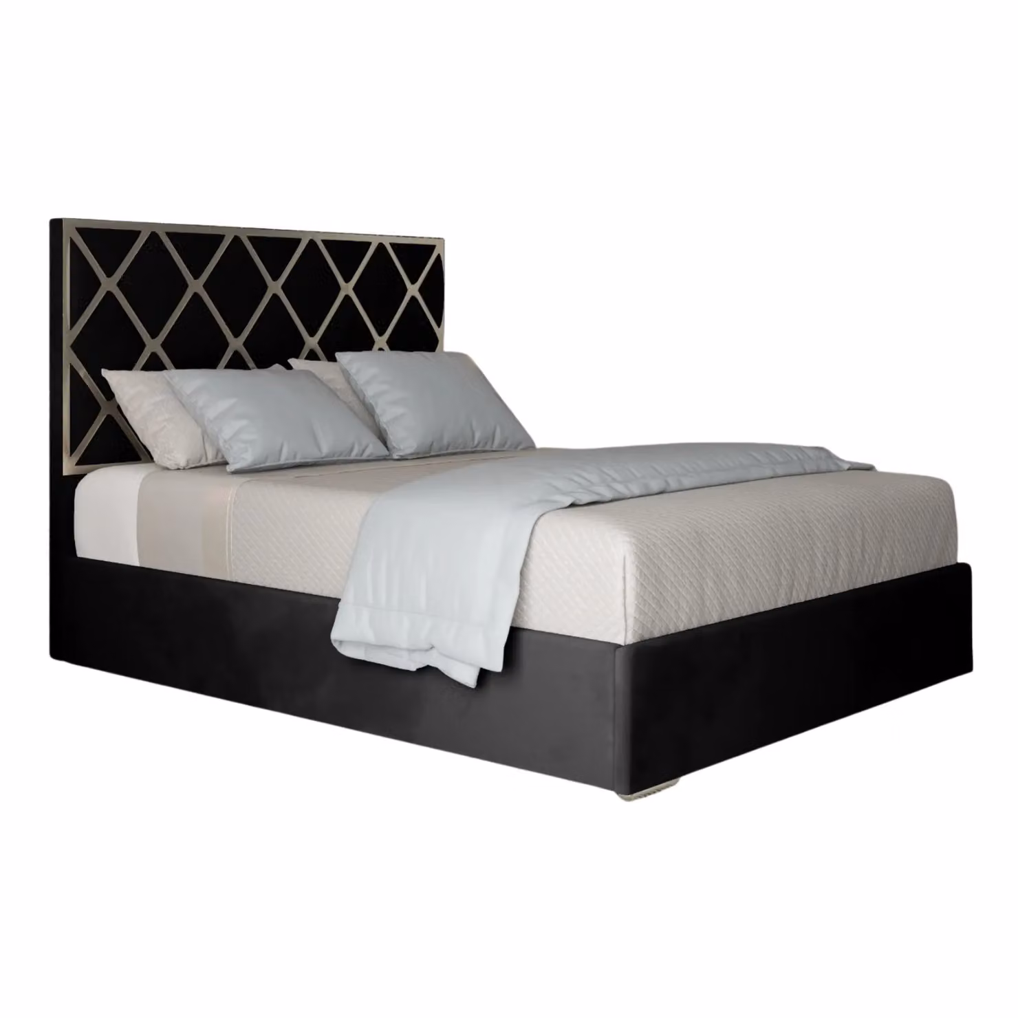KDMD Tammy Small Double Upholstered Soft Velvet and Metal Bed Frame in Black – 5