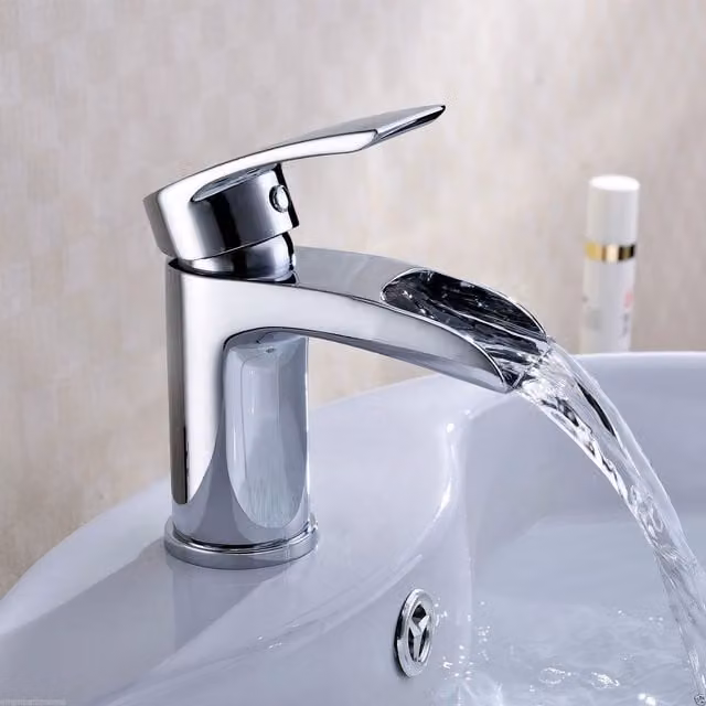 Nes Home Chrome Waterfall Basin Mono Mixer Tap in Silver
