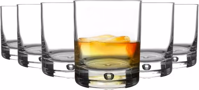 Bormioli Rocco Transparent Tumbler Whisky Glasses, 280 ml, Set of 6