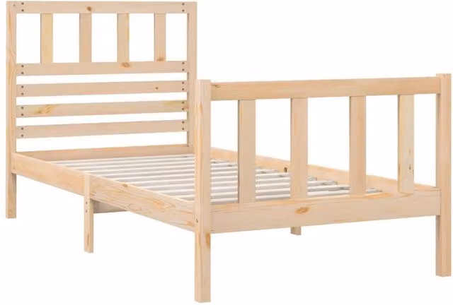 Berkfield Home Beautiful Small Single Solid Wood Bed Frame in Beige – 1