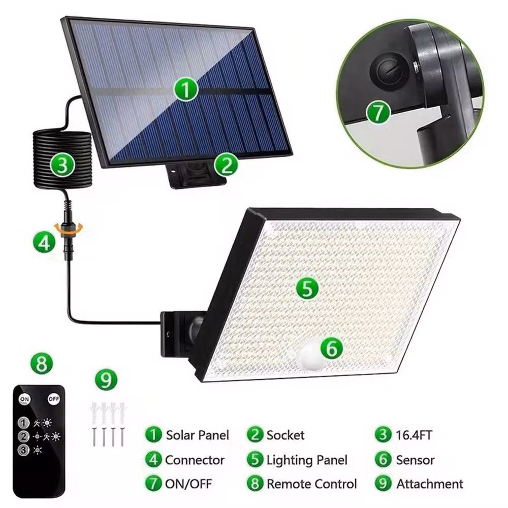PAWNORA 400 LED Solar Motion Sensor Wall Light in Black – 2