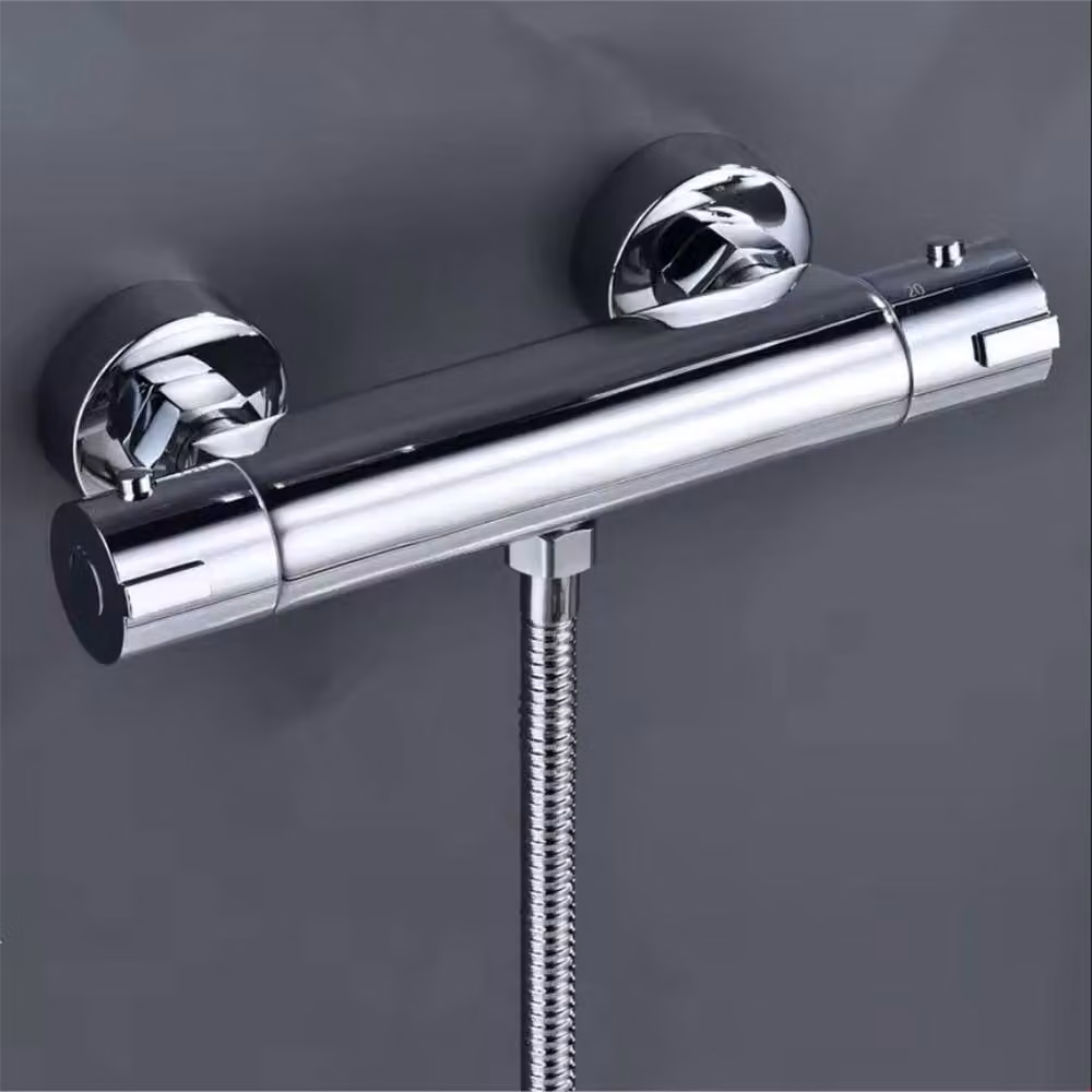 SPETLEK Modern Exposed Thermostatic Shower Mixer with 1/2 inch Outlet in Silver Chrome – 2