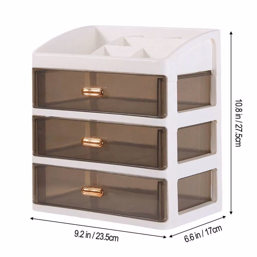 EONLION 3 Drawer Makeup Organiser Storage Unit Shelf, White, W: 50 cm, D: 50 cm, H: 50 cm – 2