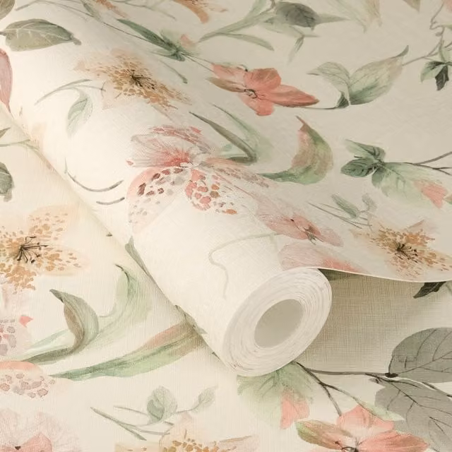 Rasch Pink Botanical Self-Adhesive Matt Wallpaper