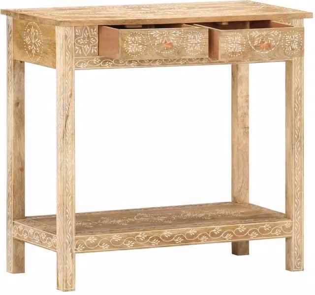 Berkfield Home Beautiful Console Table in Brown Solid Mango Wood W/D/H: 80 x 35 x 74 cm – 1