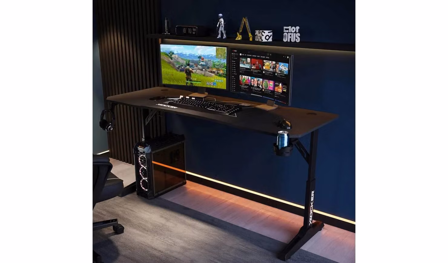 X Rocker Cougar XL Height Adjustable Gaming Desk Black W/D/H: 160 x 80 x 60-79 cm