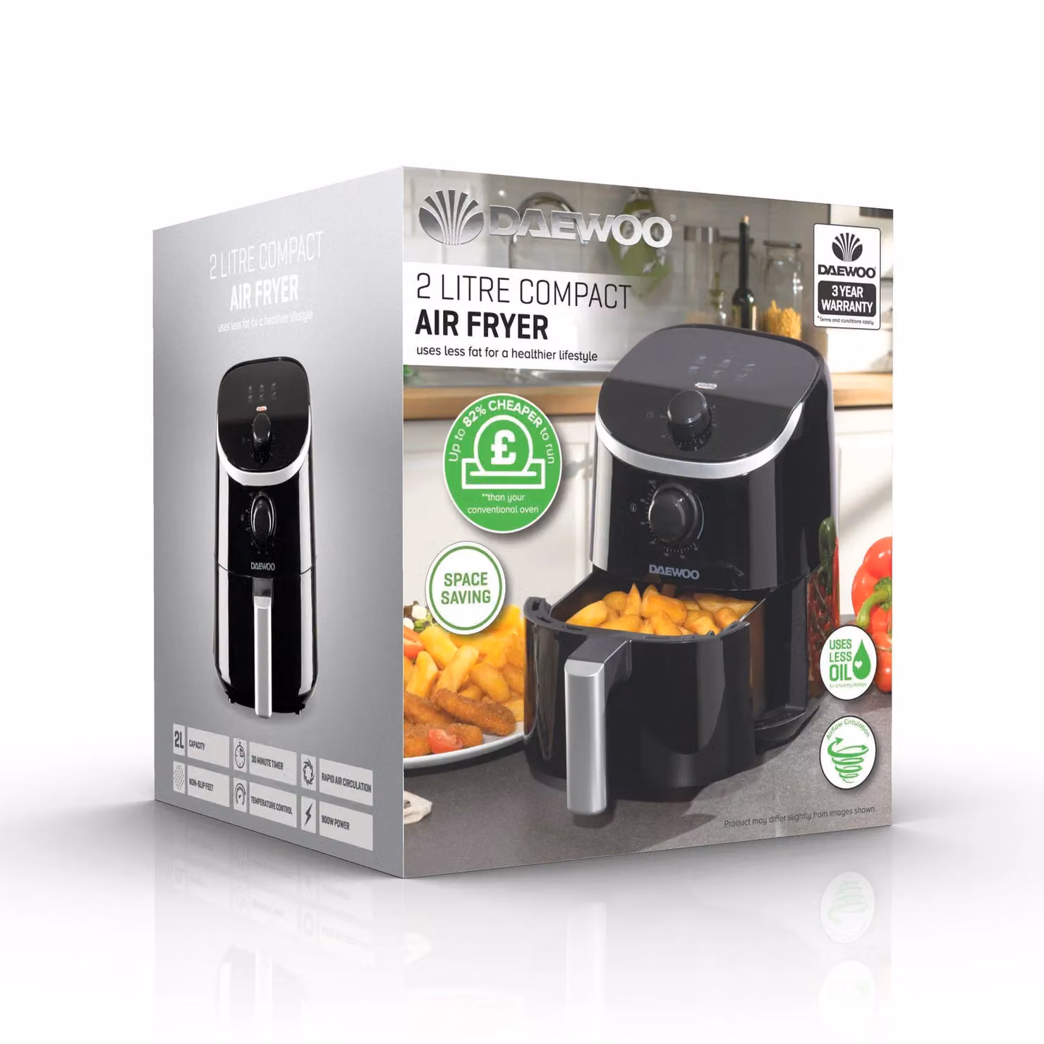 Daewoo Compact Manual Air Fryer, 2L, Black – 9