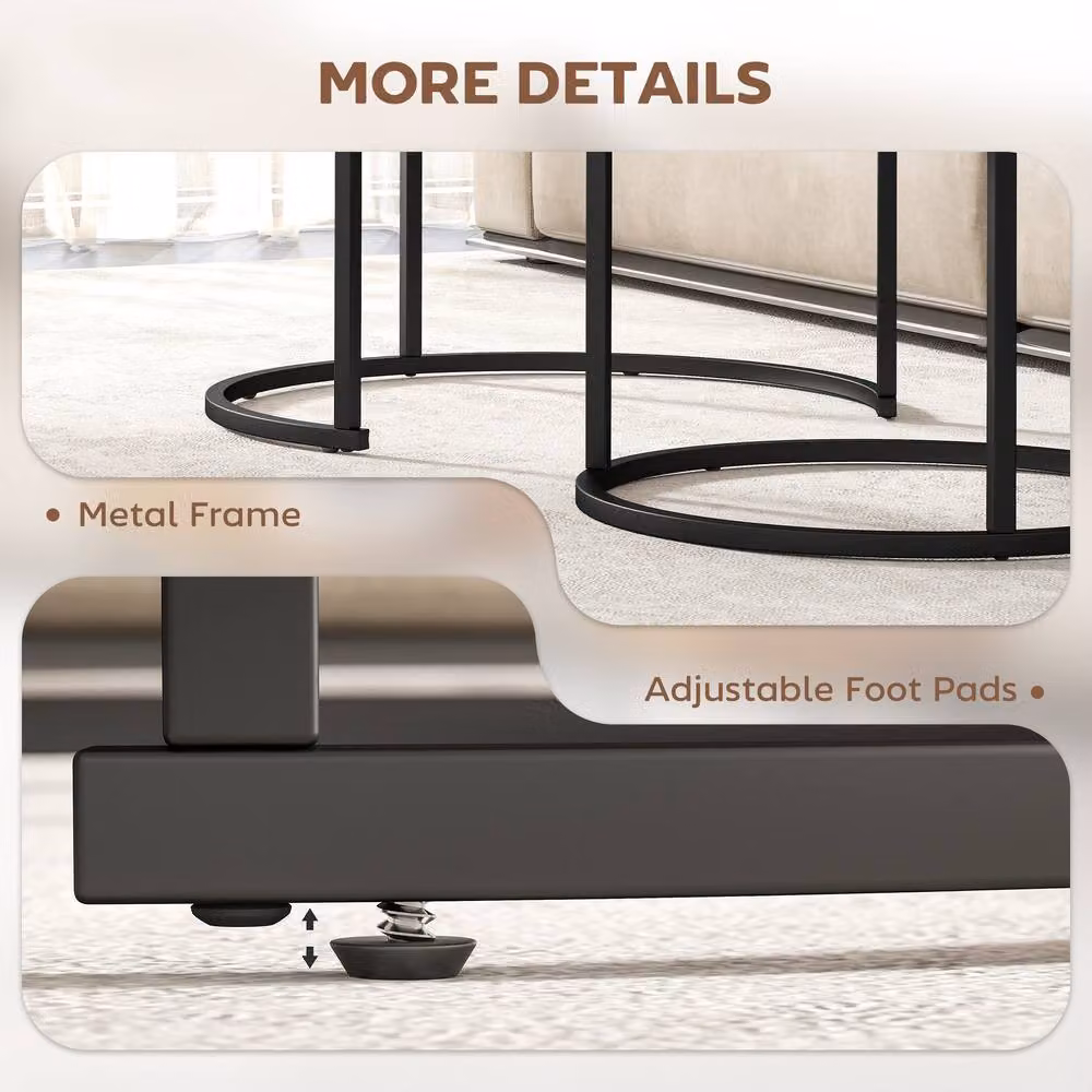 STILVORA Nest of 2 Round Coffee Tables in Brown and Black – 5