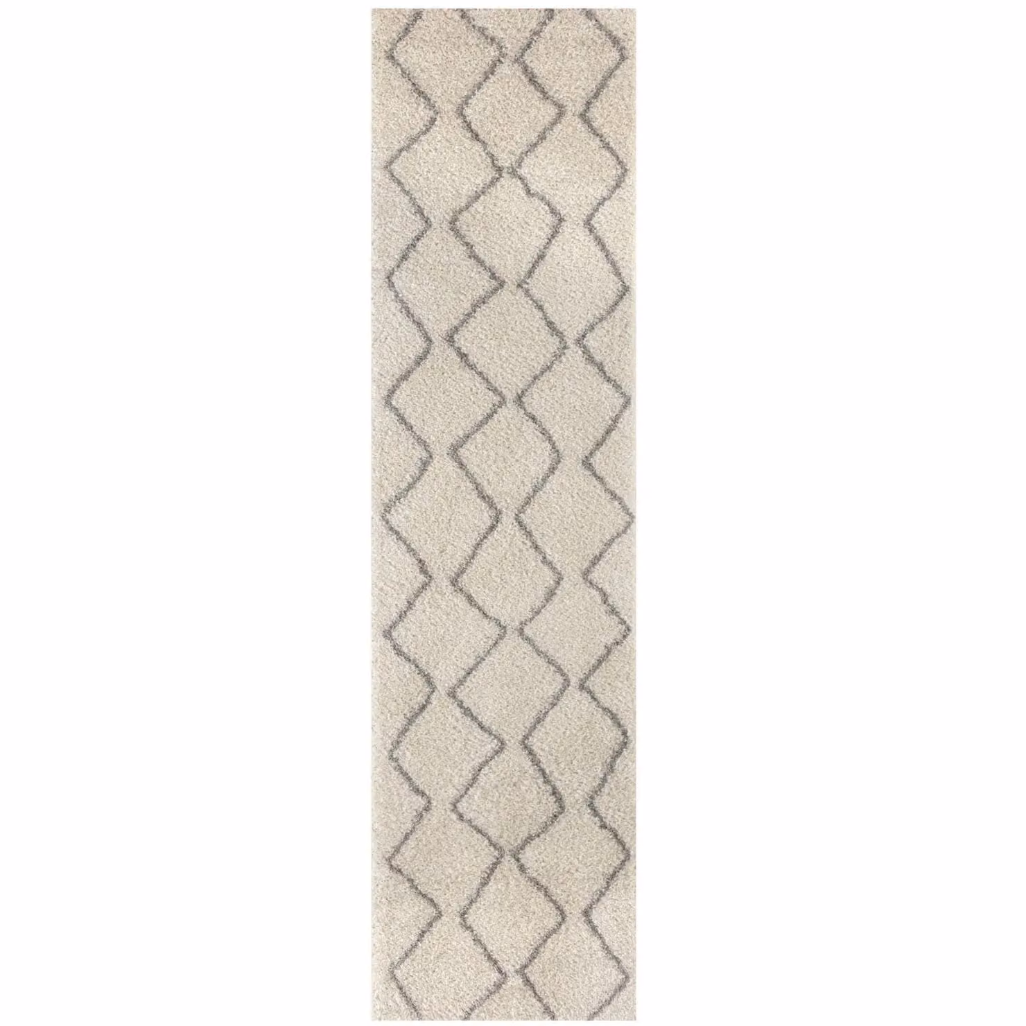THE RUGS Moroccan Soft High Pile Shaggy Zigzag Rug, Off-White, W: 140 cm, D: 160 cm – 2