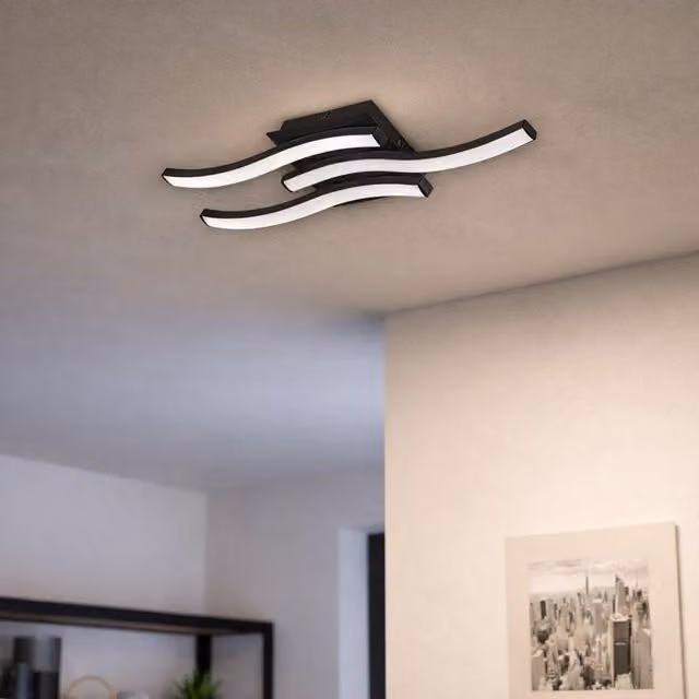 Eglo Cabezas-E Black 3 Flame LED Wall and Ceiling Light with Warm White 3000K Output