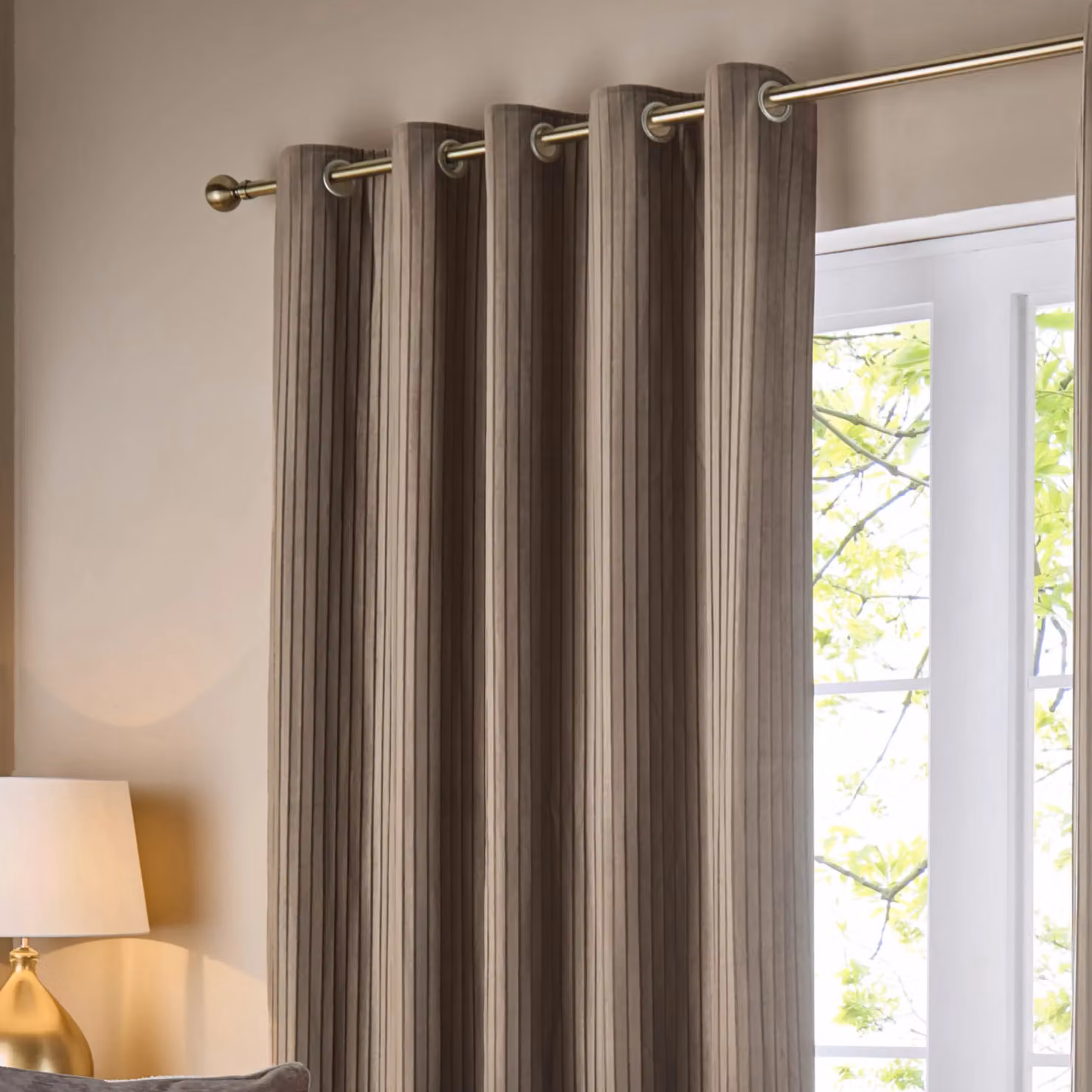 Paoletti Corinthian Velvet Room Darkening Eyelet Curtains, Brown, Width: 117 cm, Drop: 137 cm – 4