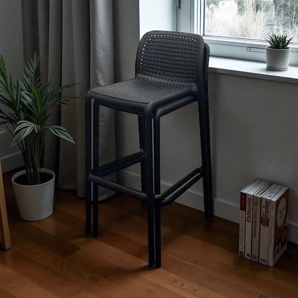PAWNORA Set of 2 Black Matt Stacking Bar Stools for Kitchen and Garden – 2