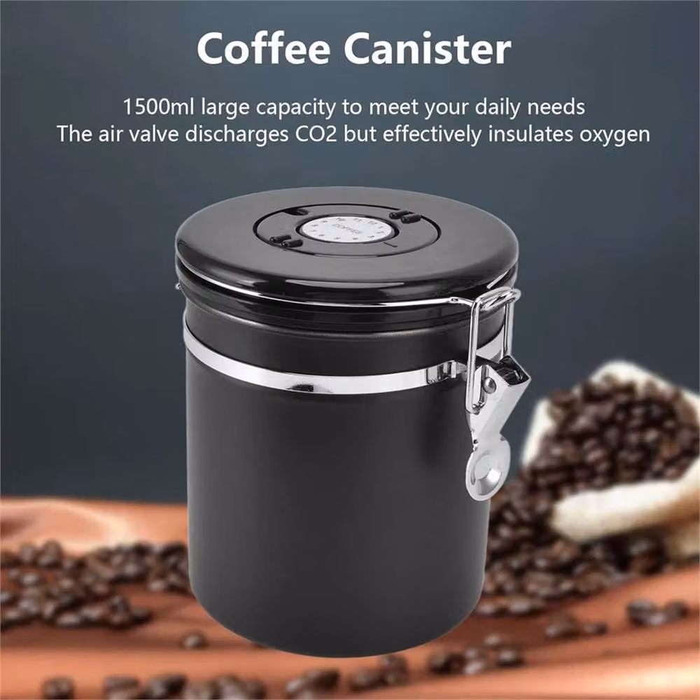 Nordara Airtight Stainless Steel Vacuum Coffee Bean Canister in Black – 6