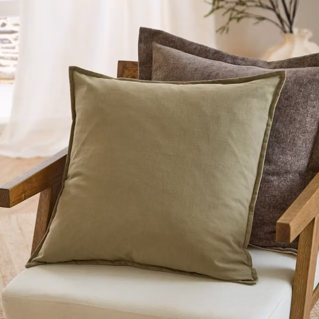 Make It A Home Slub Cotton Square Cushion in Green and Polyester