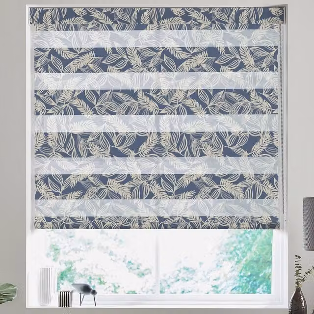 Terrys Made to Measure Day and Night Blind in Ocean Blue Floral Design