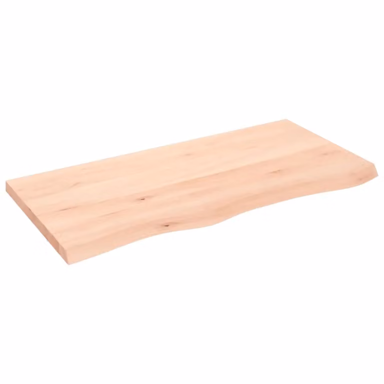 Berkfield Home Table Top in Brown Untreated Solid Oak, W: 100 cm, D: 50 cm, H: 2-4 cm