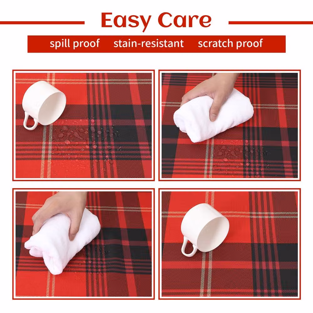 London Boutique Red Checked Waterproof Christmas Tablecloth, W: 137.16 cm, L: 228.6 cm – 4