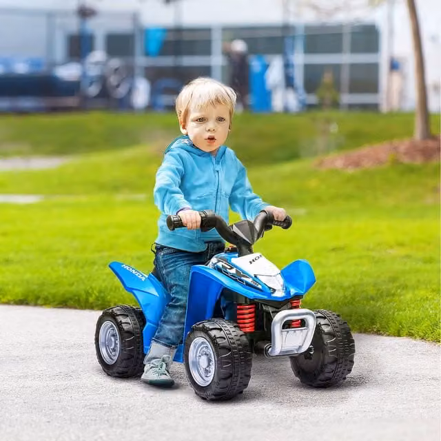 AIYAPLAY Honda Licensed 6V Electric Kids Quad Bike with Light and Sound - Blue