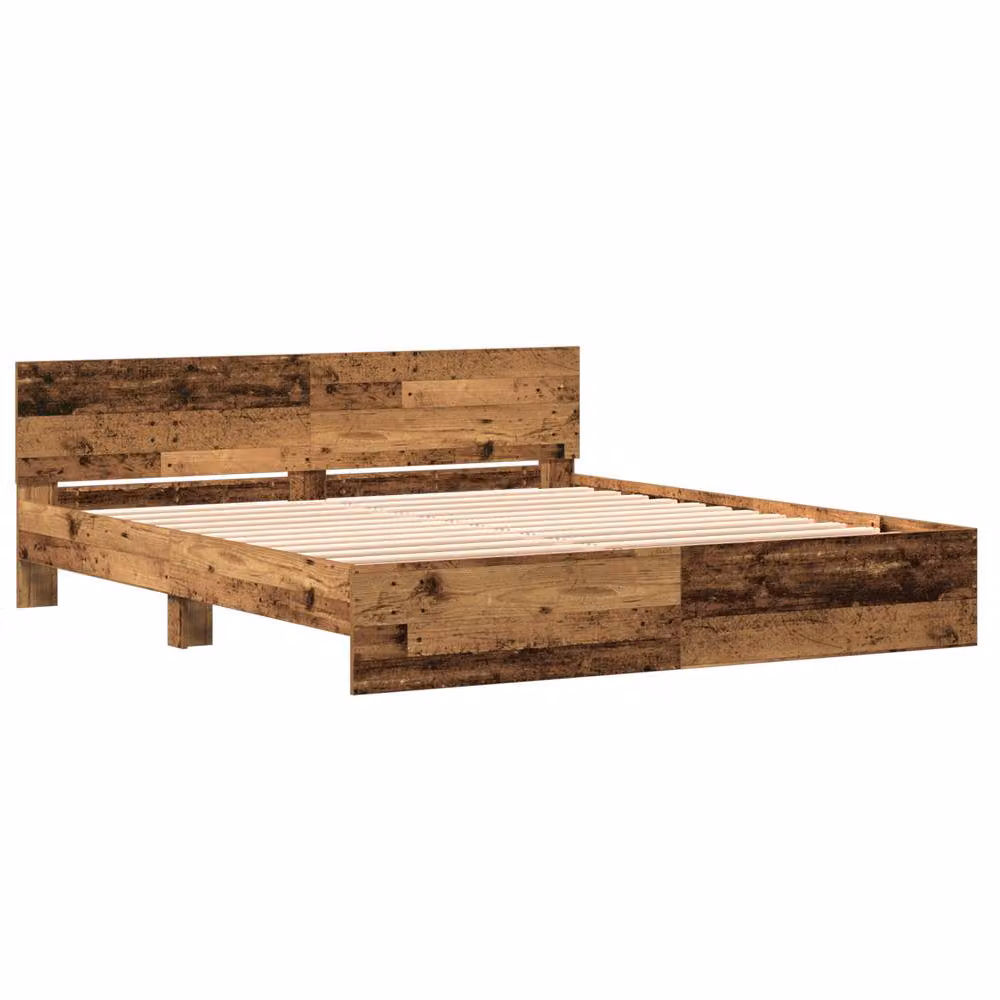 Berkfield Home Bed Frame with Headboard in Old Wood Brown, W/D/H: 180 x 200 cm – 2