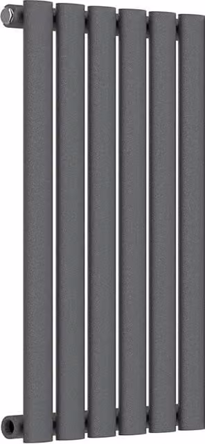 Lux Heat Oval Anthracite Grey Horizontal Wall Mounted Radiator, W: 60 cm, H: 36 cm
