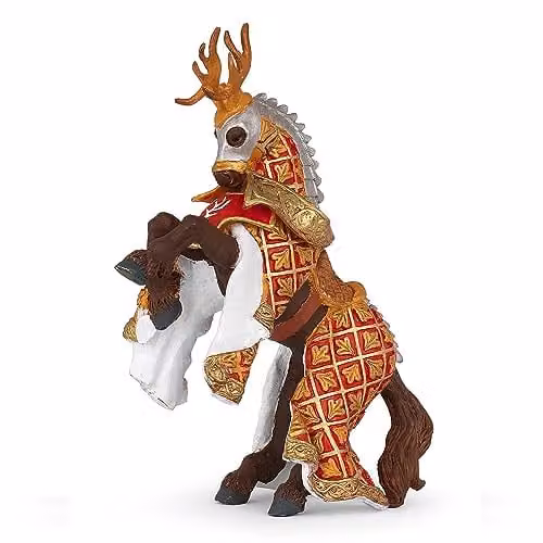 Papo Master of Arms Deer Crest Realistic Horse Figure, Multicolour Fantasy and Medieval Collection Toy