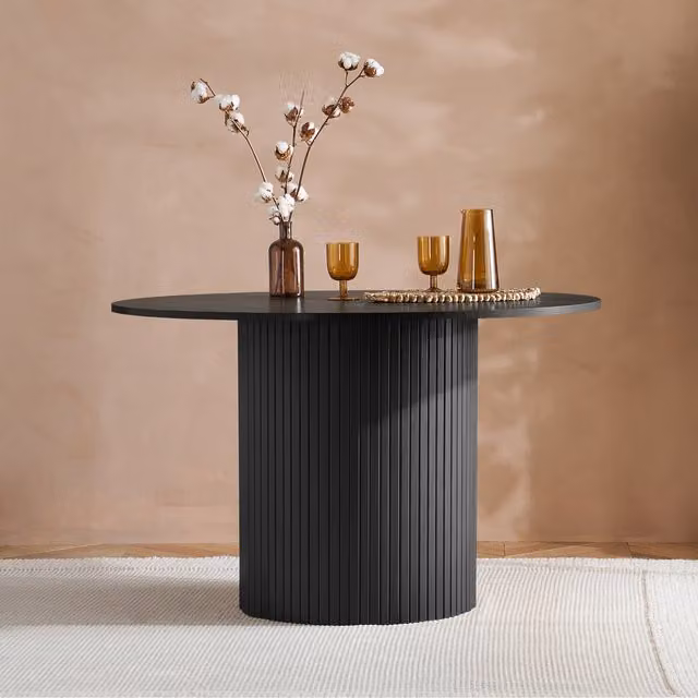 Birlea Axel Round Fluted Dining Table in Black