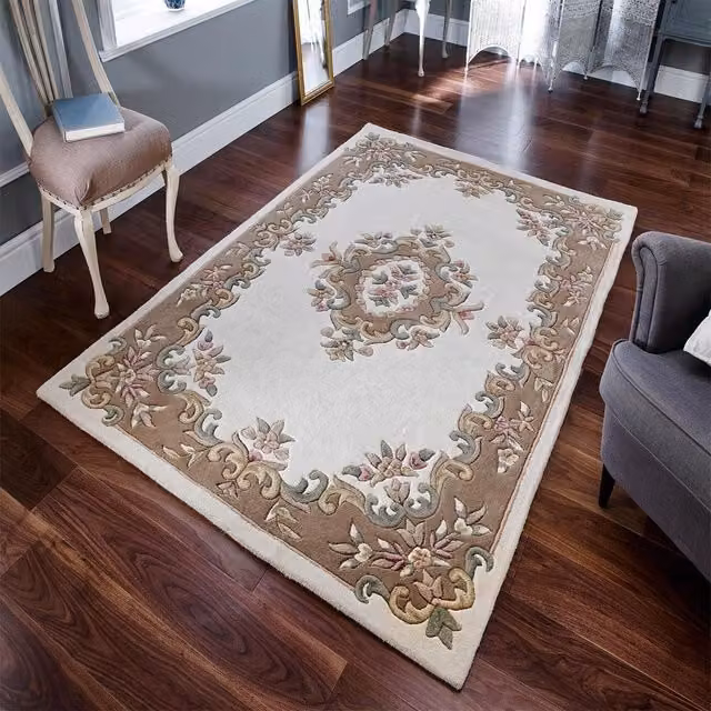 The Rug Shop UK Cream and Beige Floral Traditional Handmade Area Rug, W: 200 cm, D: 280 cm – 1