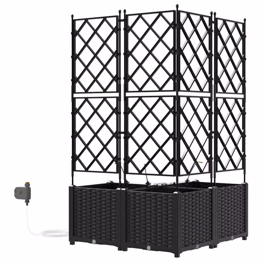 Berkfield Home Garden Planters with Water Irrigation System, 3 Piece Set, Black – 5