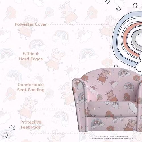 Kidsaw Peppa Pig Themed Childrens Armchair in Pink, W/D/H: 45.0 x 53.0 x 37.0 cm – 2