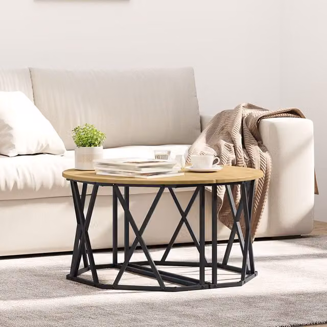 Berkfield Home Artisan Oak Coffee Table, Brown, W/D/H: 80.0 x 80.0 x 41.91 cm