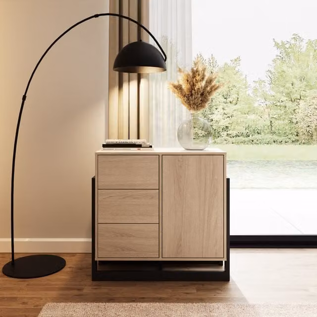 GFW Taite 1 Door 3 Drawer Sideboard in Oak