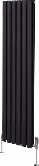 Monstershop Oval Column Steel Radiator in Black, H 160 cm x W 36 cm x D 36 cm