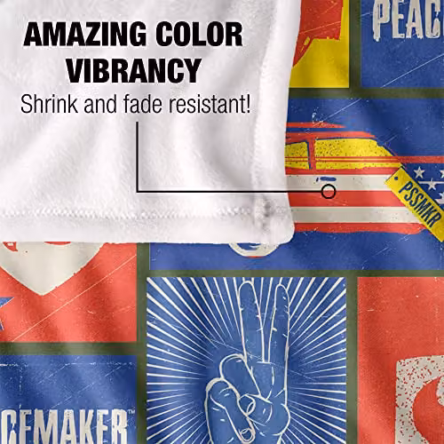 LOGOVISION Peacemaker Super Soft Fleece Throw Blanket, Multicolour and White, W/D/H: 152 x 127 cm – 3