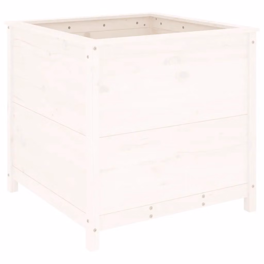 Berkfield Home White Solid Wood Pine Garden Planter Tub W/D/H: 82.5 x 82.5 x 78 cm – 2