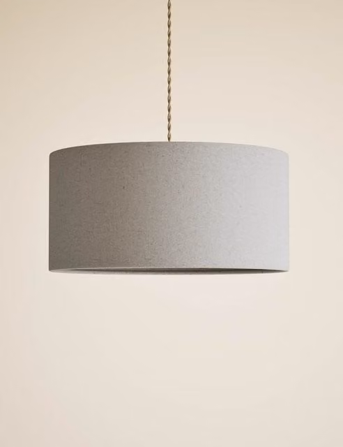 M&S Oversized Cylinder Fabric Lampshade in Beige and Sand Cotton Mix