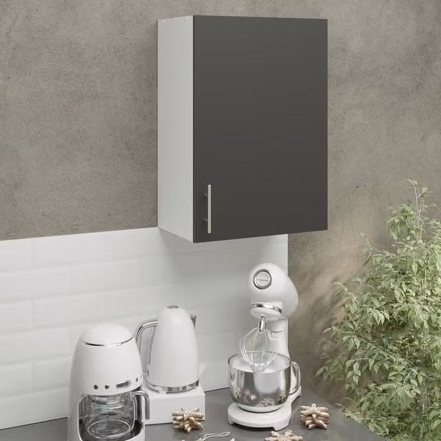 JD Greta Modern Matt Grey Kitchen Wall Unit with Hinged Doors, Width: 50 cm