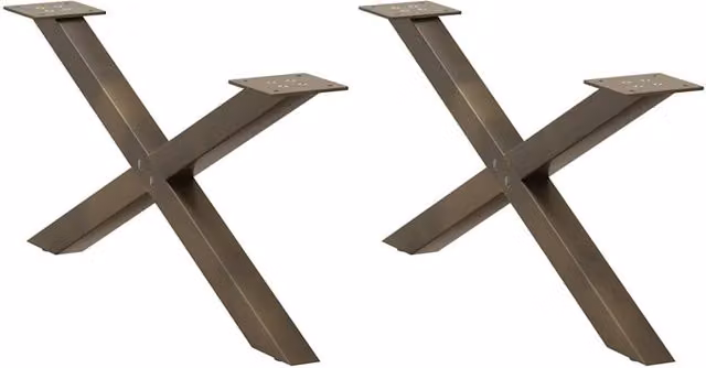 Berkfield Home X-Shaped Coffee Table Legs, 2 Pieces, Brown Steel, H: 70 cm, W: 30.5 cm, D: 30.5 cm