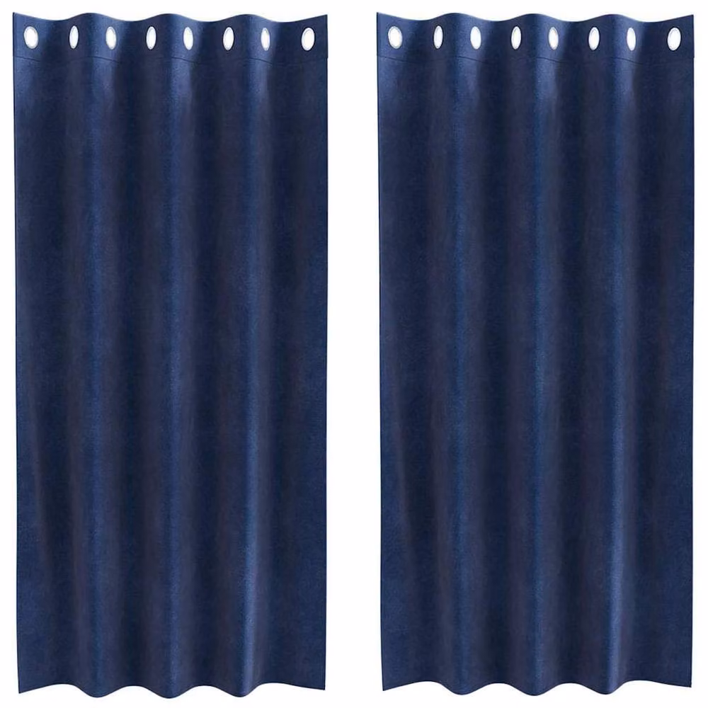 Berkfield Home Modern Navy Blue Velvet Blackout Curtains with Eyelets, 2 Pack – 3