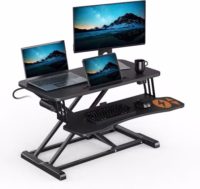 VonHaus Adjustable Electric Standing Desk in Black, W/D: 80 x 51 cm