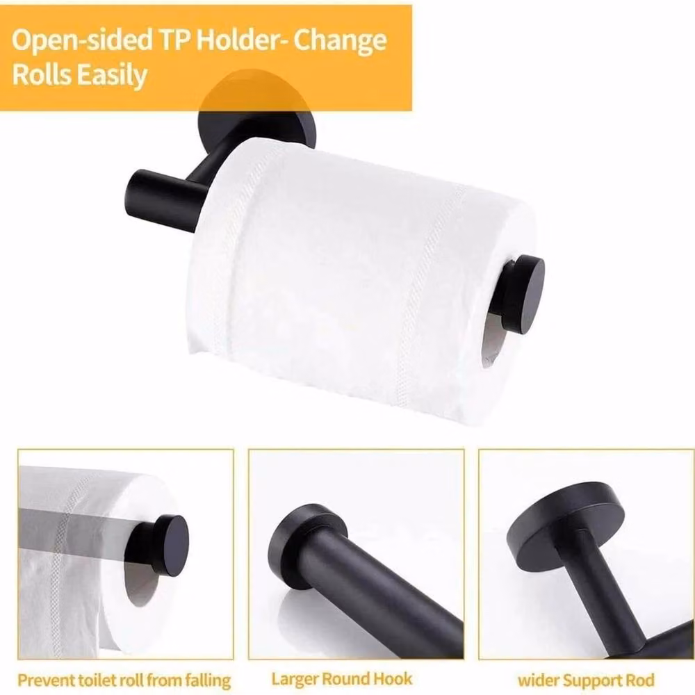 EONLION Black Stainless Steel Self-Adhesive Wall Mounted Roll Paper Holder – 2